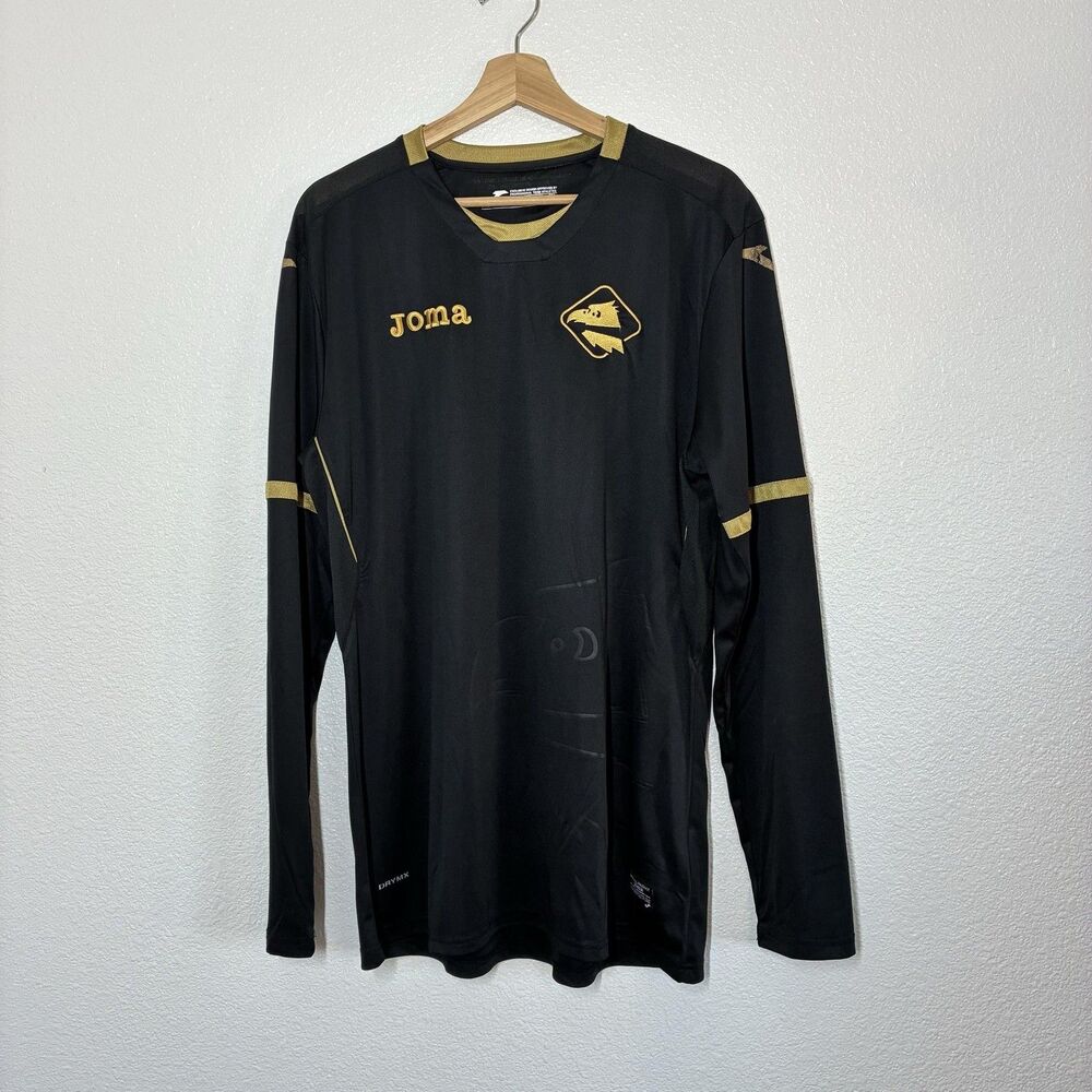Eagle Logo Jersey Mens 2XL Black Gold Soccer Football Joma DRY MX Long Sleeve